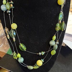 Chico's Layered Green Bead Necklace